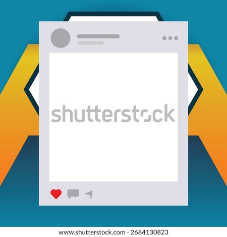 Twibbon post atop a teal and blue layered background with yellow shapes and sharp edges.