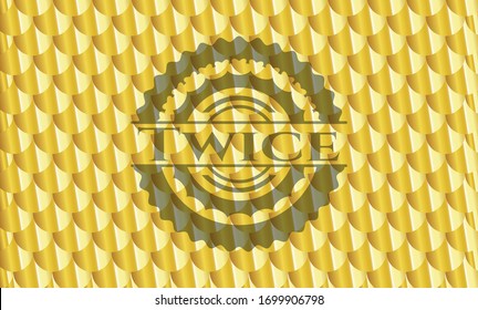 Twice gold badge. Scales pattern. Vector Illustration. Detailed.