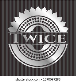 Twice silvery badge or emblem. Vector Illustration. Mosaic.