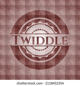 Twiddle red seamless polygonal badge. 