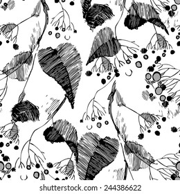 Twig with berries seamless pattern 