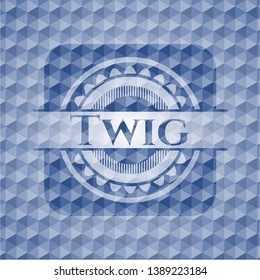 Twig blue hexagon badge. Vector Illustration. Detailed.