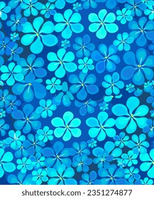 A twig, a bouquet of elegant blue Hydrangea. Vector pattern. Blue, emerald, pale blue petals. Floral background, interior, textiles, wallpaper and texture