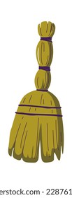 Twig broom flat icon House cleaning and sweeping. Vector illustration