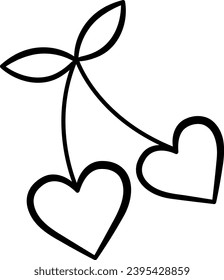 Twig of Cherry en la forma de los corazones para el color. Símbolo de amor. Ilustración vectorial para el Día de San Valentín