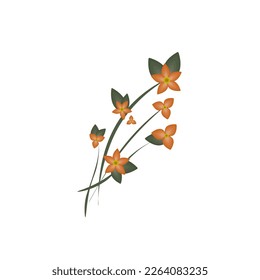 twig with colorful flowers.vector illustration of plants