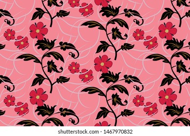 twig and flower leaf motifs pattern