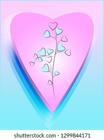 twig with hearts colored