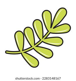 A twig with leaves. Color isolated vector illustration in cartoon style.