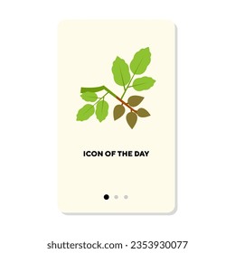 Twig with leaves flat icon. Dry branch, isolated sign. Botany, plants, trees, park concept. Vector illustration symbol elements for web design