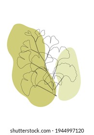
twig with leaves, line art, vector