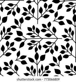 Twig and leaves seamless pattern. Spring texture with branch. Seamless pattern can be used for wallpaper, pattern fills, web page background,surface textures, textile