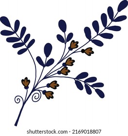 Una ramita con hojas y flores pequeñas. Archivo vector para crear diseños.
