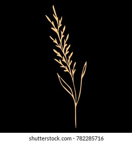 A twig with leaves vector illustration. Doodle style. Design, print, decor, textile, paper