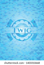 Twig light blue emblem with mosaic background