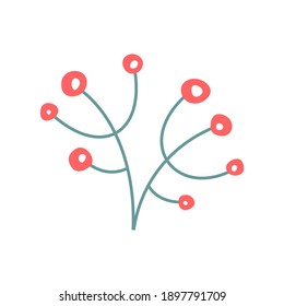 twig on a white background. floral element for design. viburnum, rowan