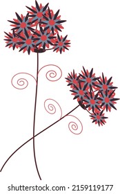 A twig with pink flowers. Vector file for designs.