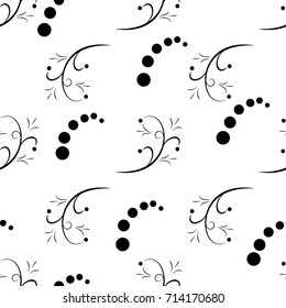 Twig and polka black on white background. Fashion graphic background design. Modern stylish abstract texture. Monochrome template for prints, textiles, wrapping, wallpaper, website Vector illustration