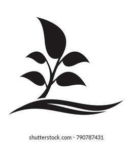 Twig. Silhouette of the abstract tree. Nature concept. Ecology logo template. 