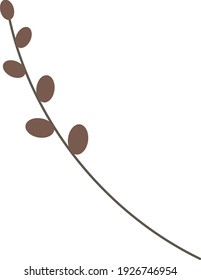 Twig silhouette isolated on white background