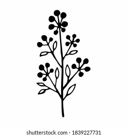 twig single vector illustration .contour handmade picture for design