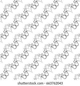 Twig of spiral black seamless pattern. Fashion graphic background design. Modern stylish abstract texture. Monochrome template for prints, textiles, wrapping, wallpaper, etc. Vector illustration