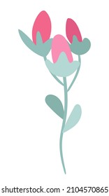 Perücke mit ungeblasenen Blütenknospen und Blättern. Clipart. Einzelnes Element.	 
