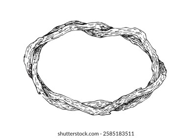 Twig wreath hand drawn vector illustration.