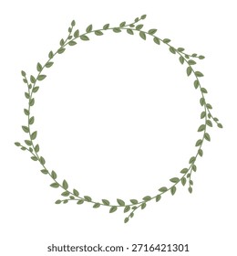 Coroa de galho, ilustração de moldura de folha. Fronteira botânica. Coroa botânica rústica, moldura desenhada à mão