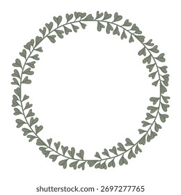 Quadro de vetor de grinalda de galho, Borda redonda de folha, quadro de Círculo floral. Elemento botânico