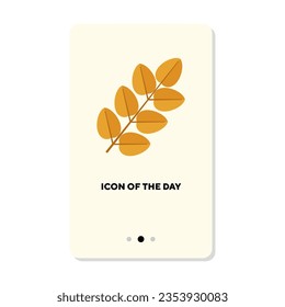 Twig with yellow leaves flat icon. Yellow branch isolated sign. Botany, plants, trees, park concept. Vector illustration symbol elements for web design
