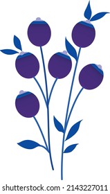 Twigs with berries and leaves in cold blue tones. Vector file.