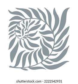 Twigs, botany decor, floral decoration and adornment. Swirling flowers and branches with leaves. Ornamental motifs of leafage and leaves. Nature pattern or print for tile. Vector in flat style