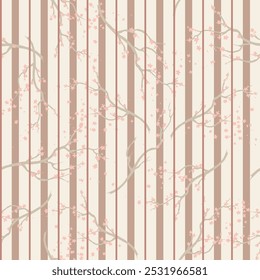 Twigs FLower Stripe Print Pattern