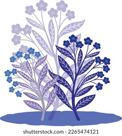 Twigs con flores y hojas. Archivo vector para diseños.