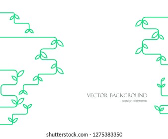 The twigs are green. Abstract art. Vector. A stylish picture with a flat image of twigs.