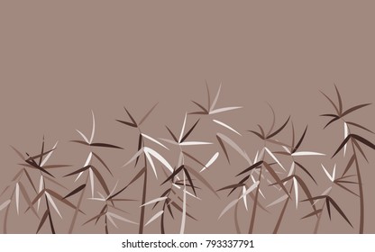 Twigs Illustration. Bamboo Leaves. Beautiful Stems Pattern for Textile, Paper, Wallpaper, Tile, Fabric. Leaves Background. Bamboo Twigs. Abstract Leaves Pattern. Bamboo Abstraction.