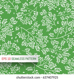 Twigs and leaves abstract background. Seamless pattern. Template for your design works. Vector illustration.