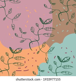 twigs and leaves hand drawn shape for backdrop, wrapping paper, and fabric