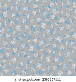 twigs with leaves seamless pattern. Background with leaves hand drawn in ink