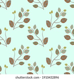 Twigs con hojas sin costura, ilustración de acuarela. Arte floral.