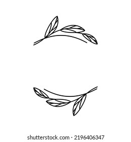 twigs for the logo. postcard element. floral ornament simple isolate. border branches and leaves, place for text. pattern for text or title