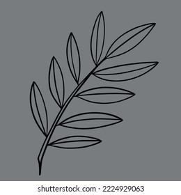Twigs with narrow leaves on a gray background