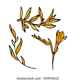 Twigs on white background vector illustration. Cloth design, wallpaper, wrapping, textiles, paper, cards, invitations, holiday