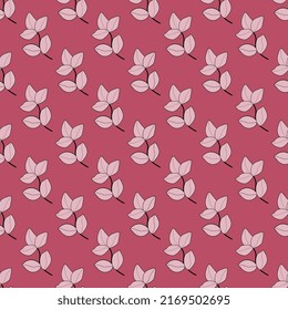 Twigs pink, modern pattern. Festive vector illustration.