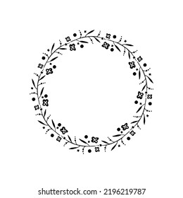 twigs round frame. floral circle ornament. leaves and branches, place for text. design element for postcard or banner. branches frame vector illustration