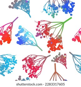 Twigs seamless pattern with berries. Vector illustration