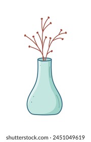 Icono de garabato en un jarrón. Ilustración vectorial de una planta en una olla, un vaso. La decoración de la habitación.