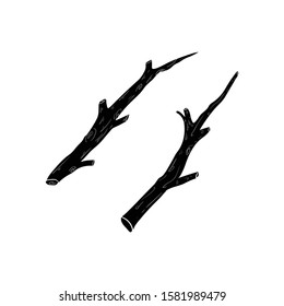 twigs wood doodle icon vector hand drawing 