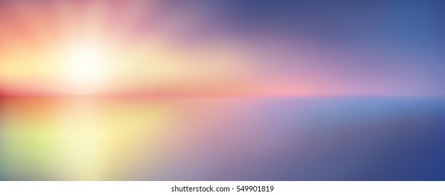 Twilight blurred gradient abstract background  Colorful sea   sky and sunlight rays backdrop  Vector illustration for your graphic design  banner poster